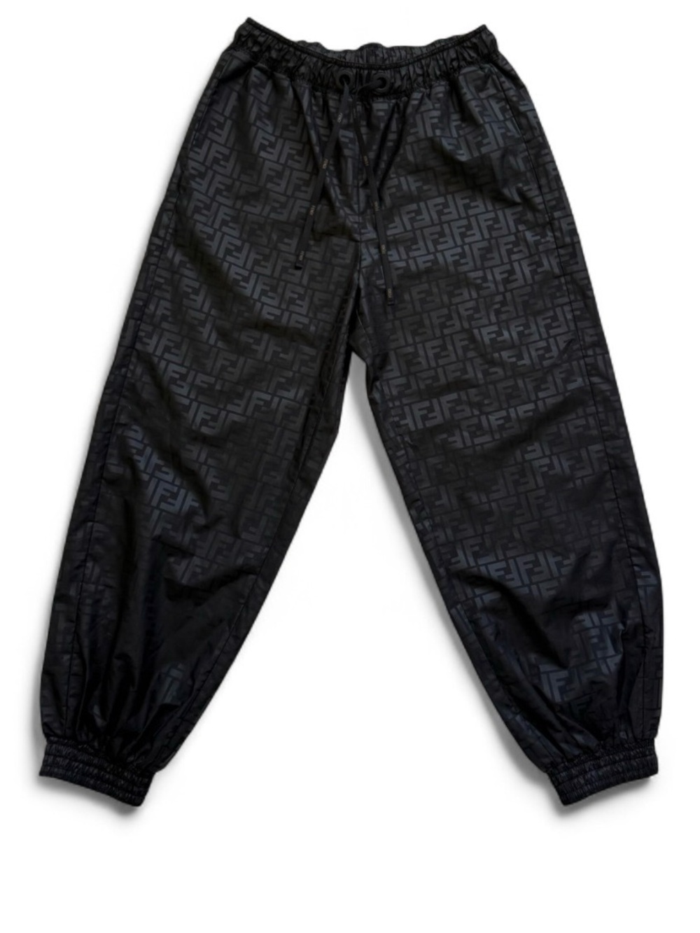 Fendi FF Monogram Black Nylon Track Pants Size Large Unisex